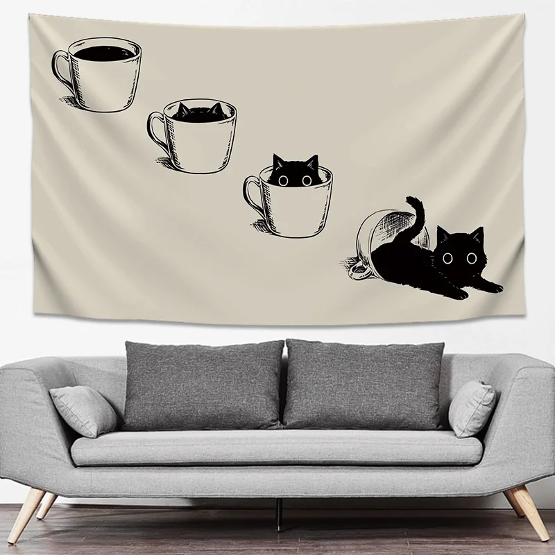VIKAMA Black Dirt Ball Nice Wall Tapestry Minimalist Cute Kawaii Home Decor Trendy Art Soft Durable Cozy Aesthetic Gift Washable