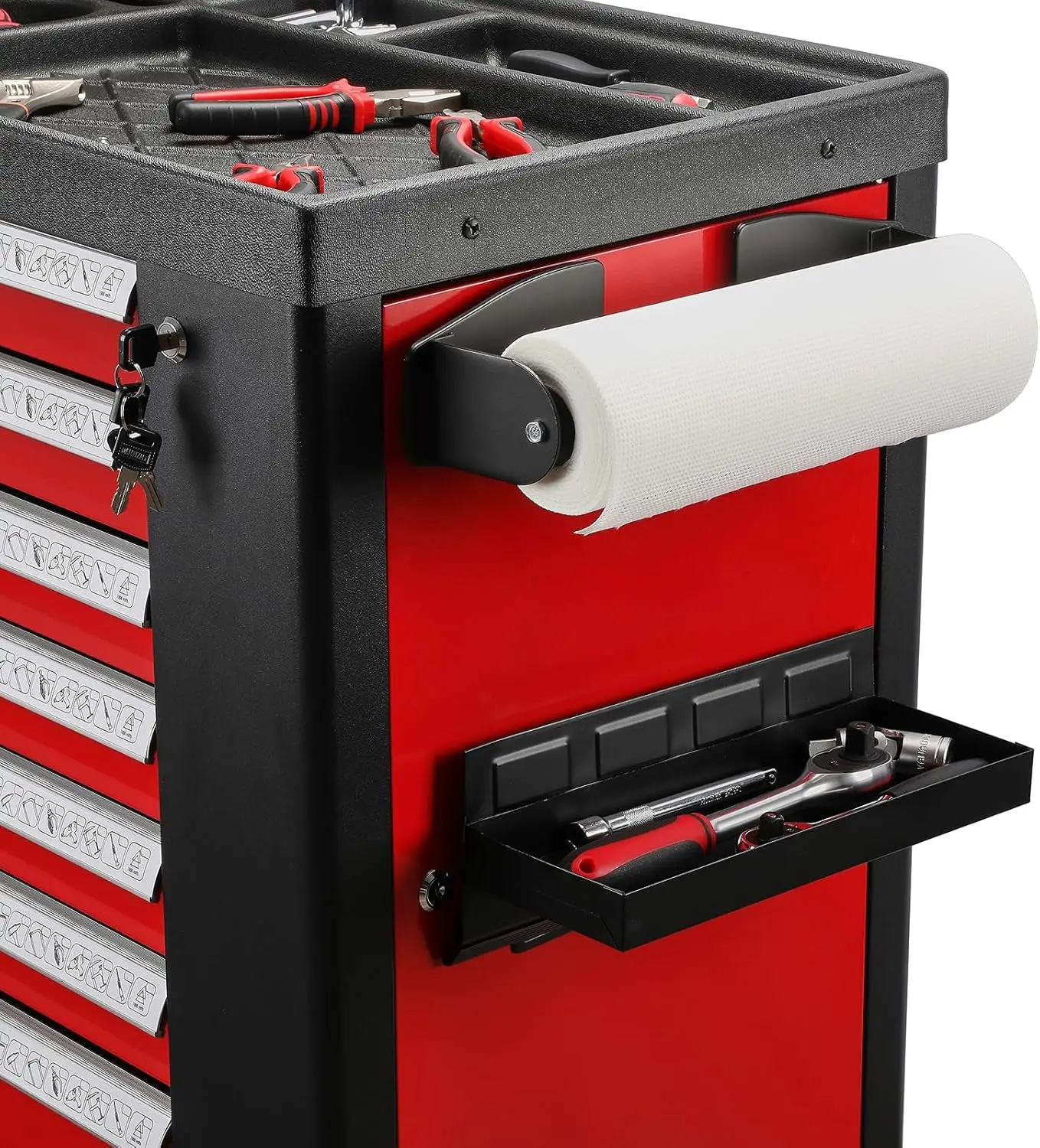 Magnetic Toolbox Shelf, Tray and Holder, 4-Piece Magnetic Toolbox Tray Set Tool Box Cabinet Side Shelf Storage, Workshop