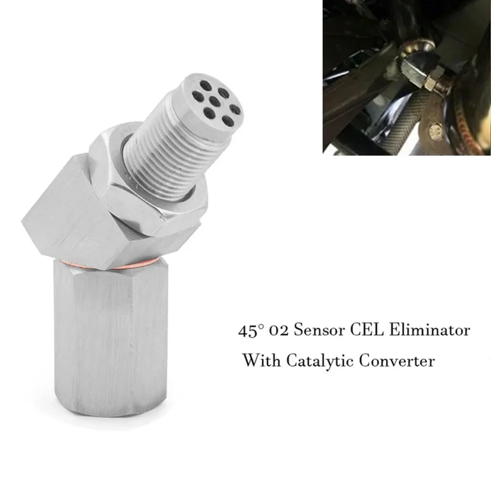 

High quality 45 Degree O2 Oxygen Sensor Adapter Aluminum Extender Spacer CEL Eliminator With Catalytic Converter P0420 P0430