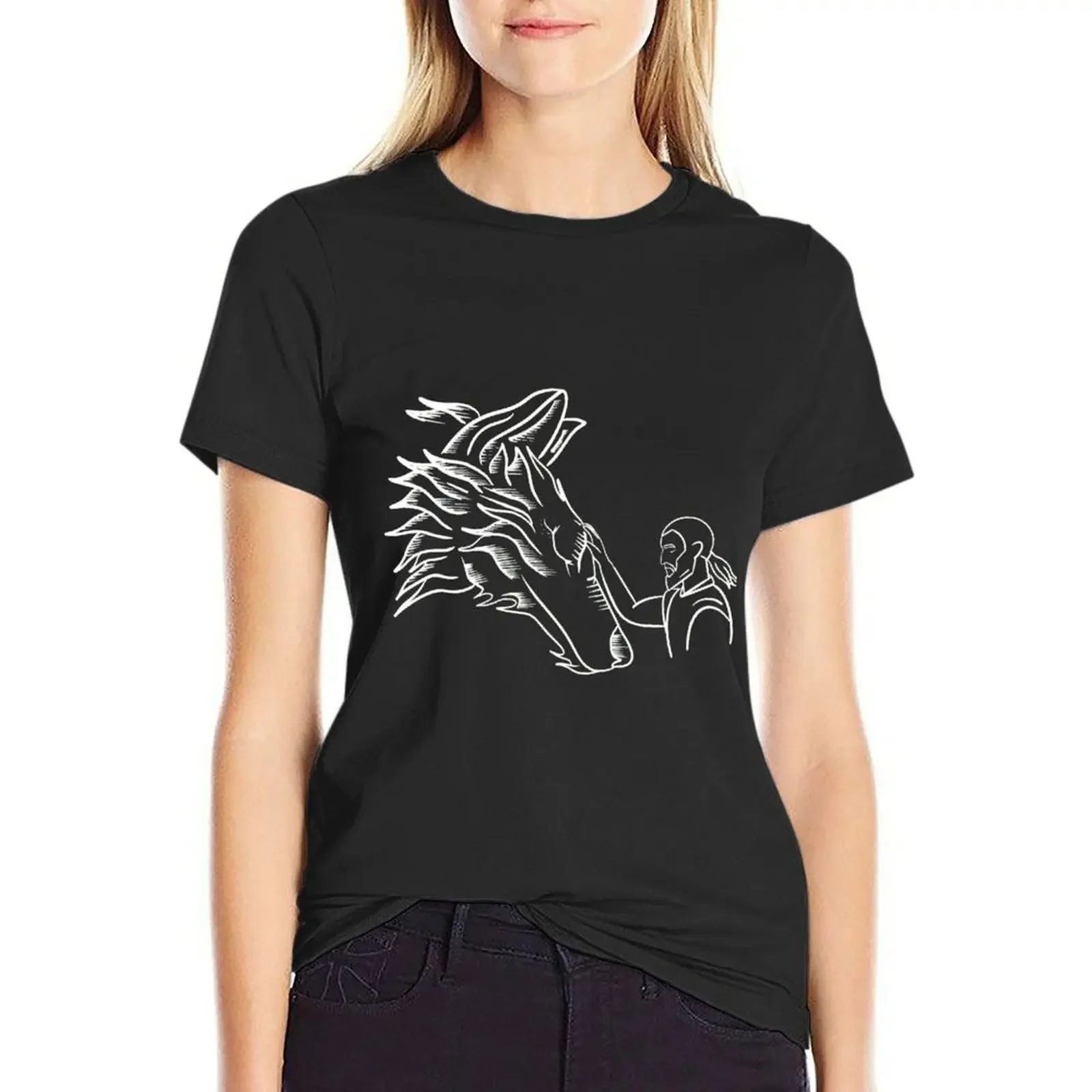 

SW CW Loth Wolf And Kanan Minimalist Art T-Shirt hippie clothes graphics funny Female clothing western t-shirt dress for Women