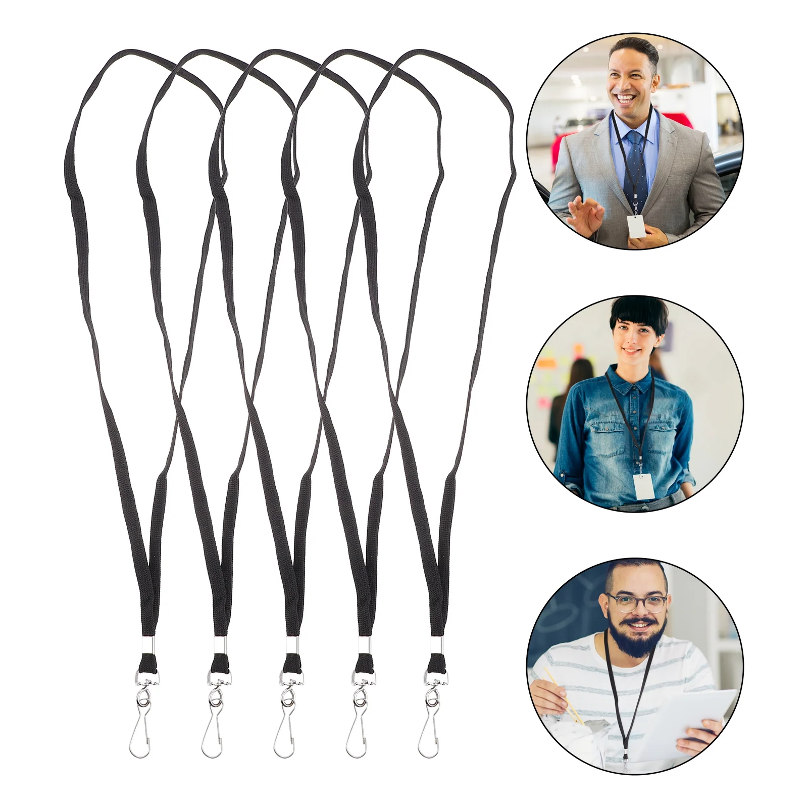 

50pcs Badge Lanyards Black For Id Card Holder Name Tag School Work Cards Office Employees Security Identification Phone Strap