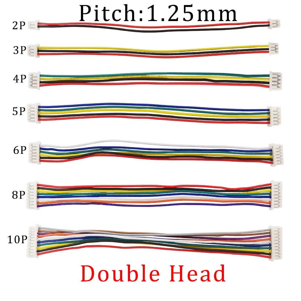 Micro JST 1.25mm Female Plug Wire Cable Connectors 1.25mm Pitch 2/3/4/5/6/7/8/10 Pin Double Head Female Electron Wire Connector