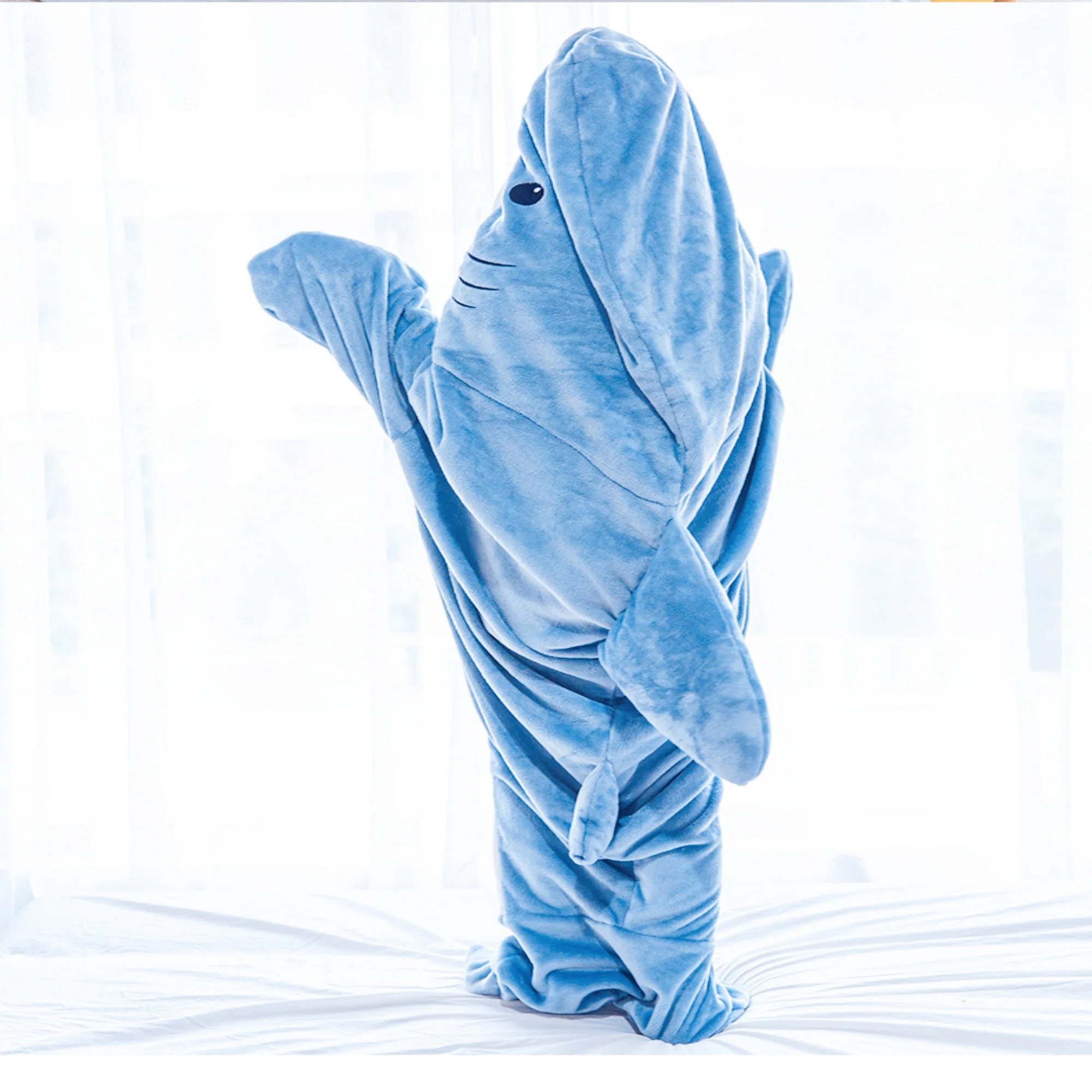 Shark Blanket Hoodie Onesie, Shark Onesie Adult, Shark Sleeping Bag for Kid Facecloth Shark Pajamas Shark Cosplay Cute Shark 5