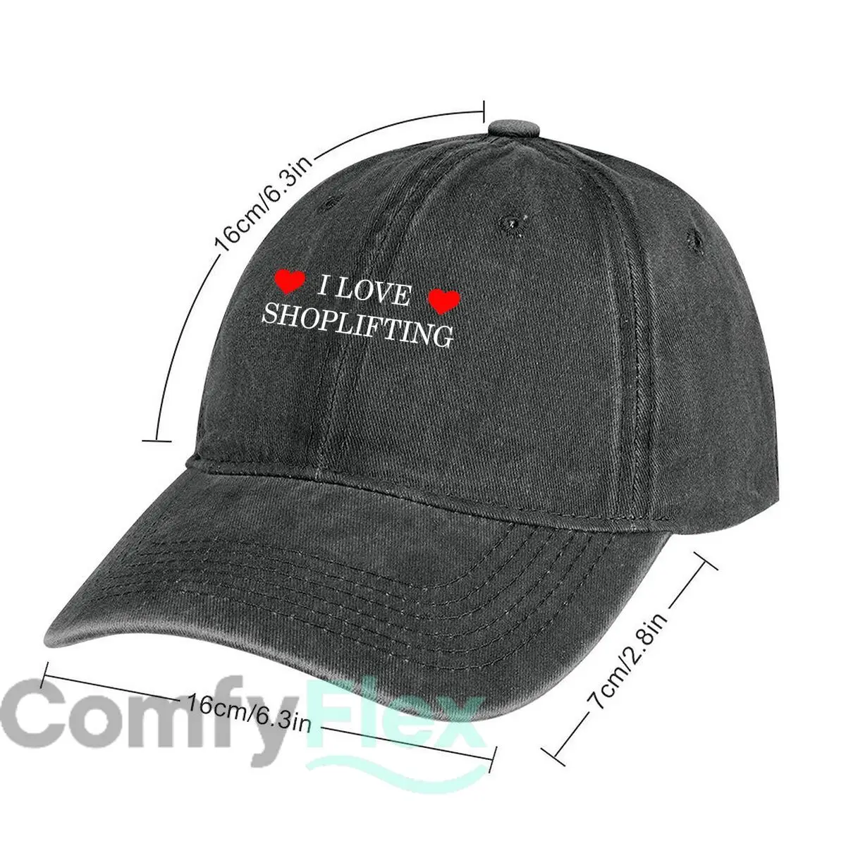 I Love Shoplifting Edgy Humor Text Graphic Art Baseball Cap Men Women Distressed Washed Sun Cap Outdoor Workouts Hat