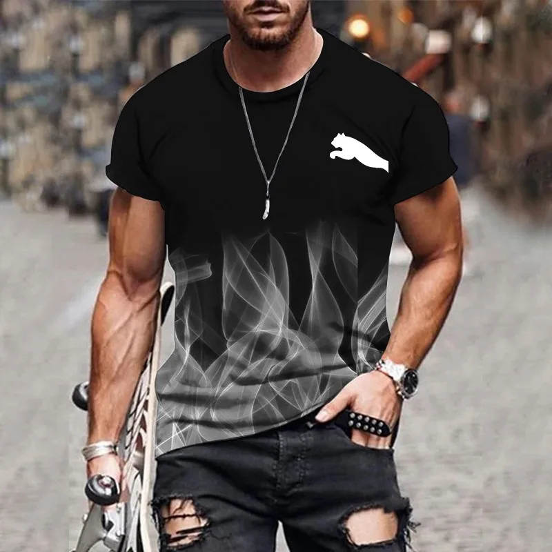 2024 Men's T-shirt gradient design printed casual short sleeved T-shirt outdoor street fashion men shirt plus size clothing ﻿ image 2