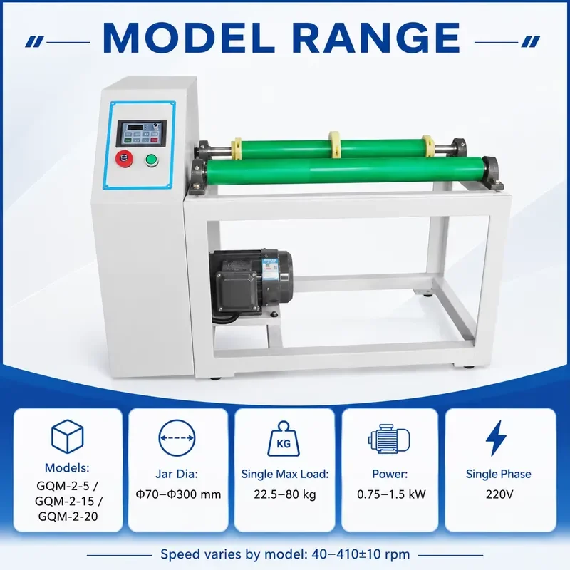 i TENCAN GQM 2-Station Jar Mill Multi-Sample Variable Speed Laboratory Powder Grinding Mixing Machine