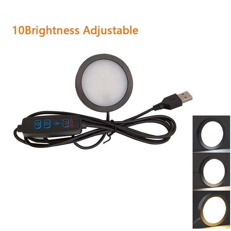 5V USB Helligkeit dimmbar runde schlanke Mini-LED-Scheinwerfer oberflächen montierte Decken leuchte 3W RV Schrank Schrank Innen Mini LED