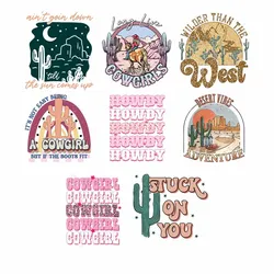 West Theme Iron On Print DIY Cowgirl Patches On Clothing Jacket Fashion Women Heat Transfer Sticker DTF Appliqued