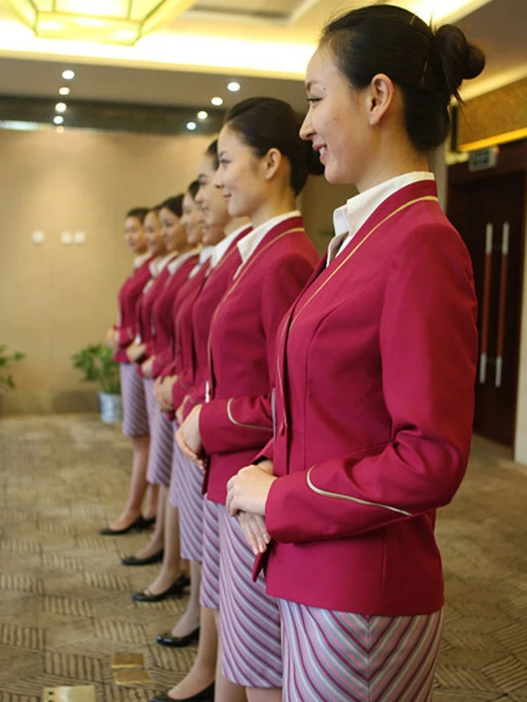 China Southern Flight Attendant Uniform White Shirt Women Aviation Uniform Flight Attendant Interview Job Striped Dress Busin...