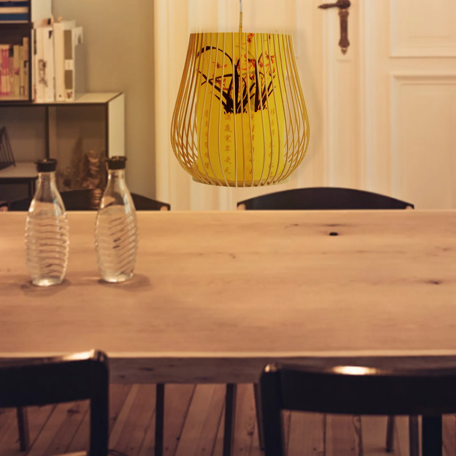 

Bamboo Woven Ch 20x23cm Chinese Style Hanging Light LED for Home Restaurant Bar Cozy Warm Lighting Effect