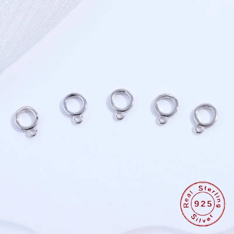 2 Stück 925 Sterling Silber runde Anhängerverbinder Bügelverschlüsse Zubehör für DIY Schmuckherstellung Zubehör SK100