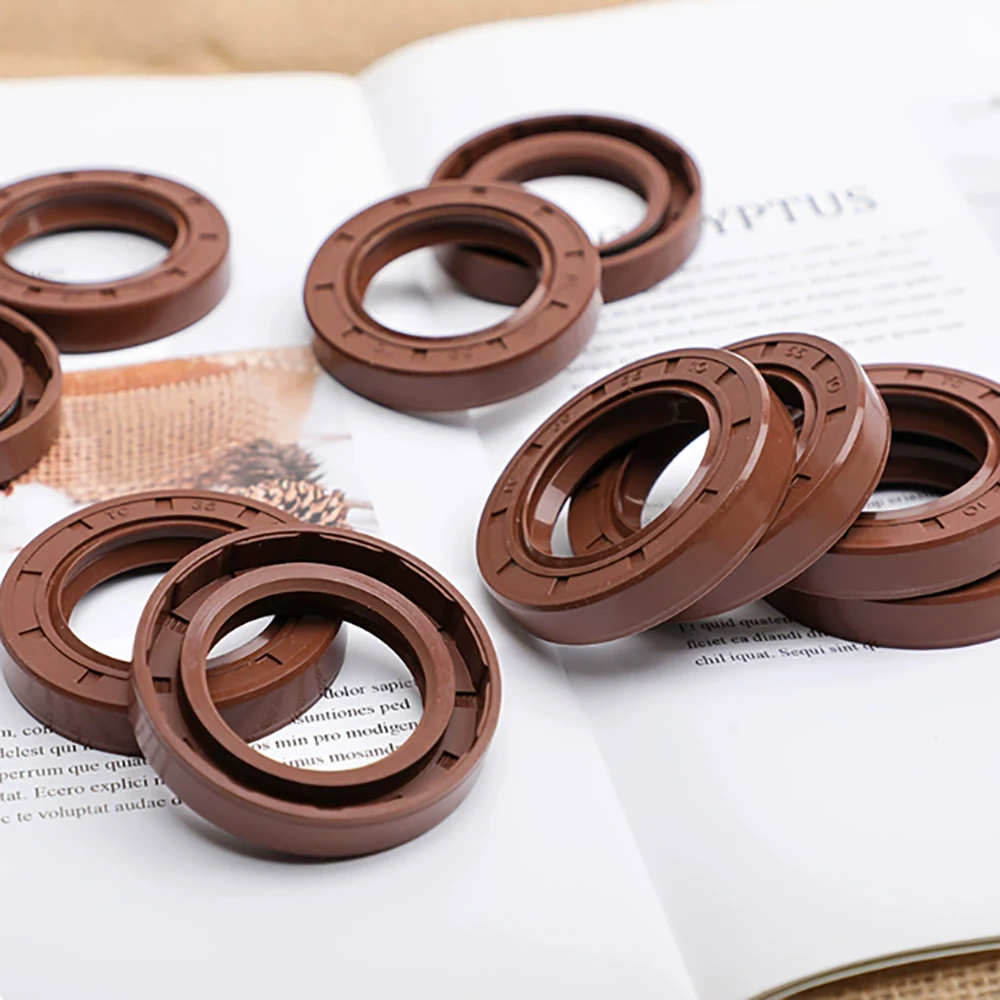 TC Skeleton Oil Seal Brown FKM Rubber Oil Seal High-Temperature Wear-Resistant Sealing Ring ID 40mm OD 50-80mm Thick 7mm-12mm