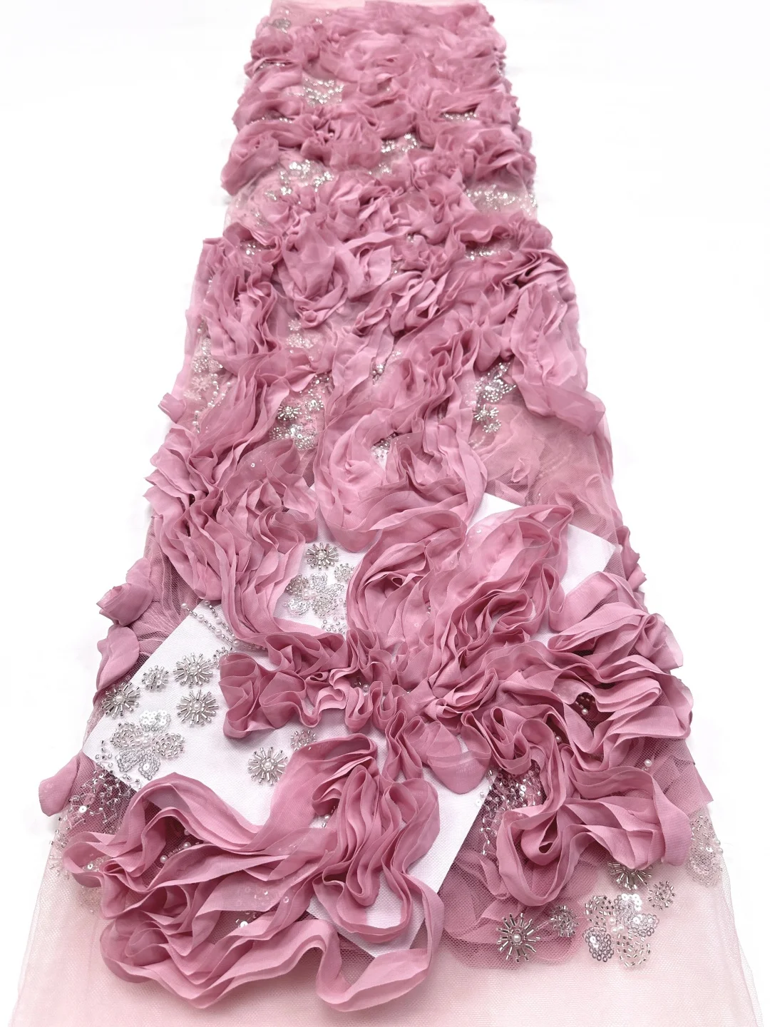 pink-beads-tulle-3d-flower-sequins-fabric-african-lace-fabric-5-yards-high-quality-2026-beads-gowns-lace-fabric-for-sewing