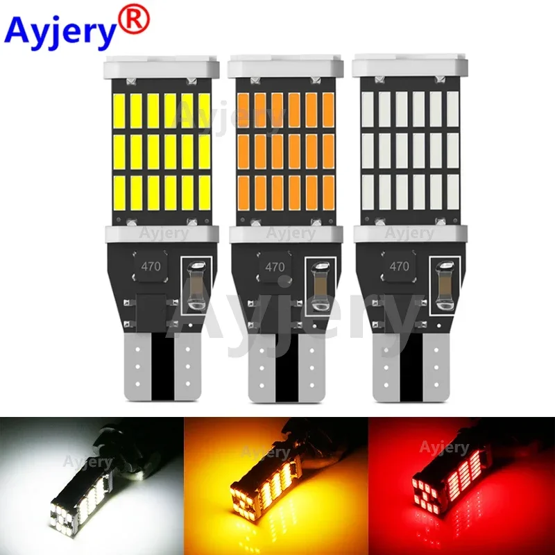 AYJERY 100X Canbus W16W T15 920 921 912 LED 4014 45 chips Reverse Light Bulbs Backup Parking Light Lamp Bulbs White W5W NO ERROR