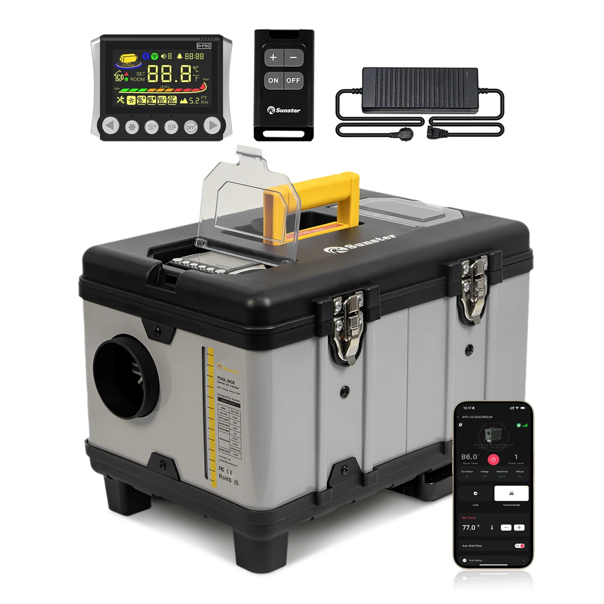 Image of TB10 8KW Werkzeugkasten-Diesel-Luftheizung 12V/24V/230V Leise Nacht-Heizung mit automatischem Start&Stop/24H-Timer/LCD für LKW, Anhänger, Wohnmobil