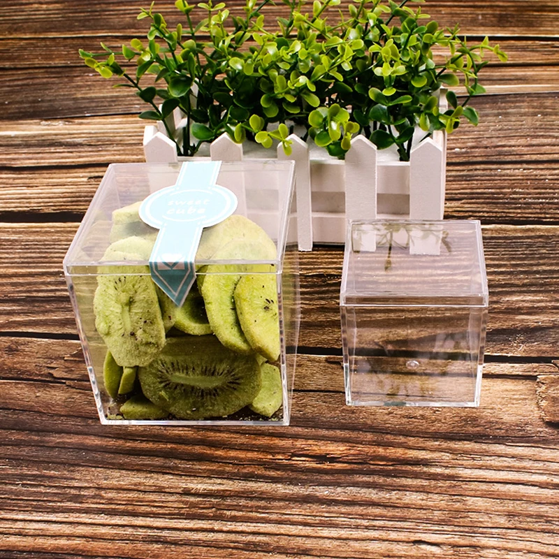 1Pc Transparent Acrylic Boxes With Cover Plastic Organizer Small Gift Square Packing Box Food Candy Storage Container For Home
