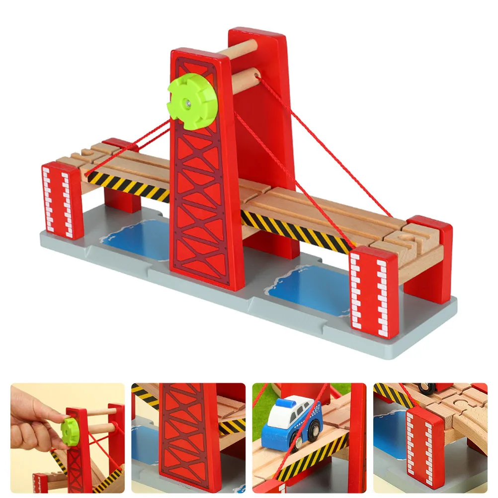 

1 set 1 Set Wooden Bridge Train Track Railroad Diy Track Train Set Compatible With Railway Accessories For Kids 3+