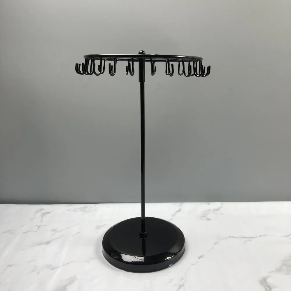 Metal Rotating Necklace Holder Vintage Iron Art Jewlery Display Stand 23 Hooks Detachable Bracelets Display Rack Rings