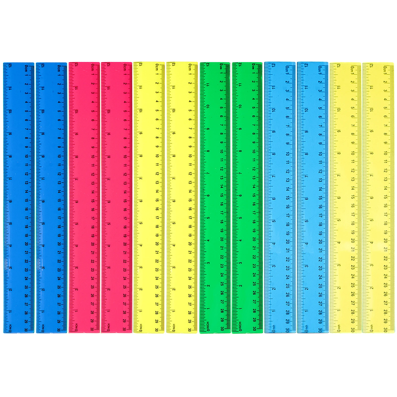 12pcs Colored Double Sided Lightweight Artists For Student Inch Metric Plastic Ruler School Office Home Geometry Measuring Tool