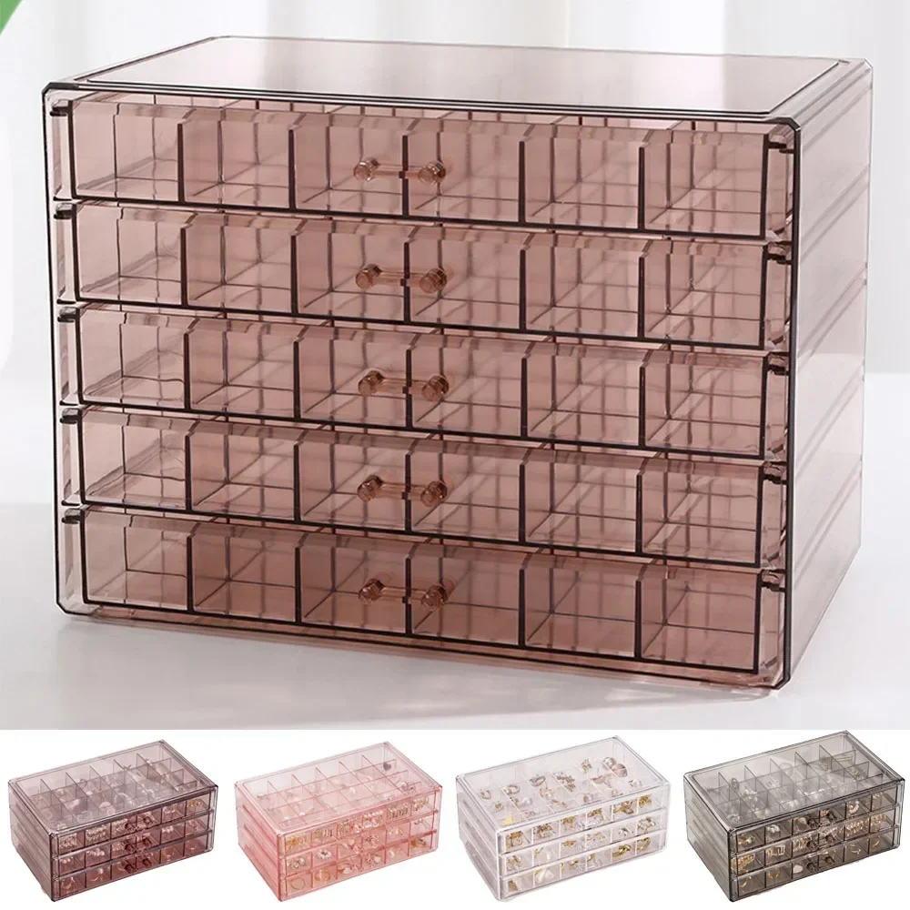 1PC Storage Box 72/120 Grid Transparent Jewelry Box Multi-layer Large Capacity Ring Earring Necklace Boîte De Rangement Drawer