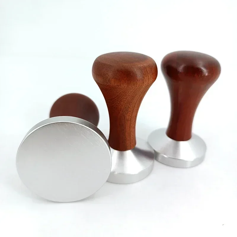 Aluminum alloy Flat Base Coffee Tamper 51MM/53MM/58MM Espresso Coffee Machine Profilter Tool Rosewood Handle New