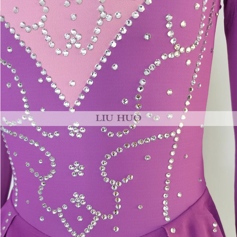 LIUHUO Ice Dance Figure Skating Dress Women Girl Teen Customize Costume Performance Competition Leotard Roller Children