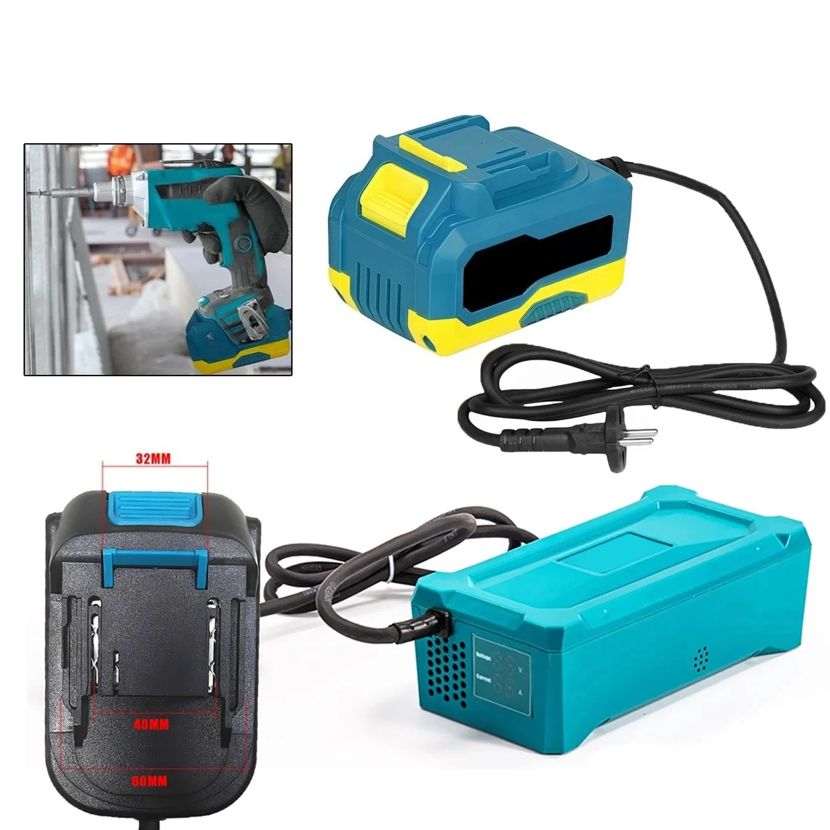 محول طاقة 220VAC إلى 20VDC 55A متوافق مع واجهة الأدوات الكهربائية ماكيتا 18 فولت للأدوات الكهربائية #2