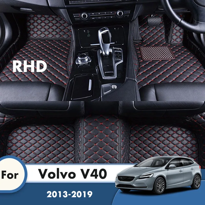 

RHD Car Floor Mats Rugs For Volvo V40 2019 2018 2017 2016 2015 2014 2013 Leather Carpets Custom Auto Accessories Interior Covers