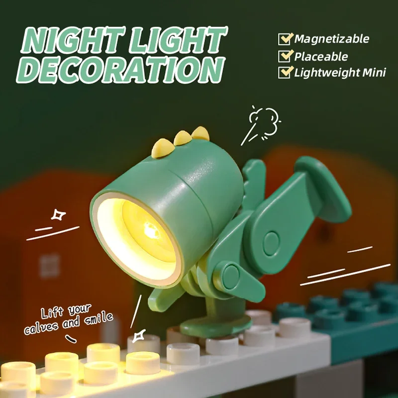 Mini Led Cute Night Light Cartoon Folding Table Lamp Desktop Ornament Book Light Kids Room Bedside Bedroom Decors Holiday Gifts