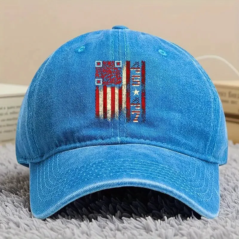 قبعة بيسبول رعاة البقر برقبة دائرية من القطن 100% مع QR Scan Me President Trump 45/47 رمز الرقص، قبعة رعاة البقر كاجوال، عالية