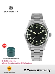 San Martin Retro Pilot Watch NH35 relojes mecánicos automáticos para hombres buceo impermeable 20Bar cristal de zafiro luminoso SN0030G