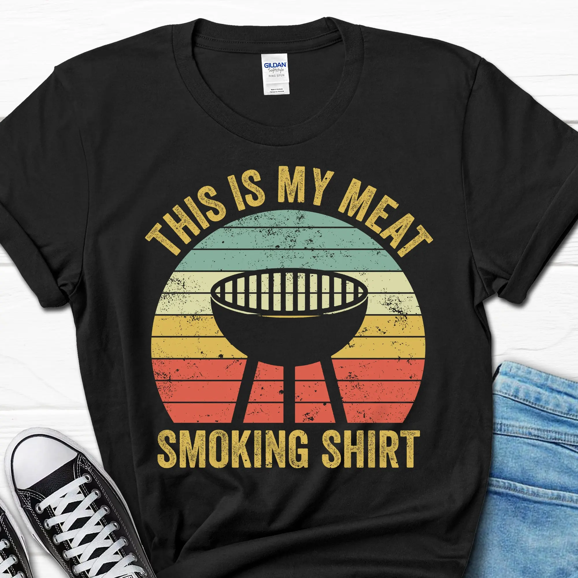 Meat Smoking T Shirt For Him Smoker From Wife Husband Grilling Lover Father's Day s Men Funny Men's