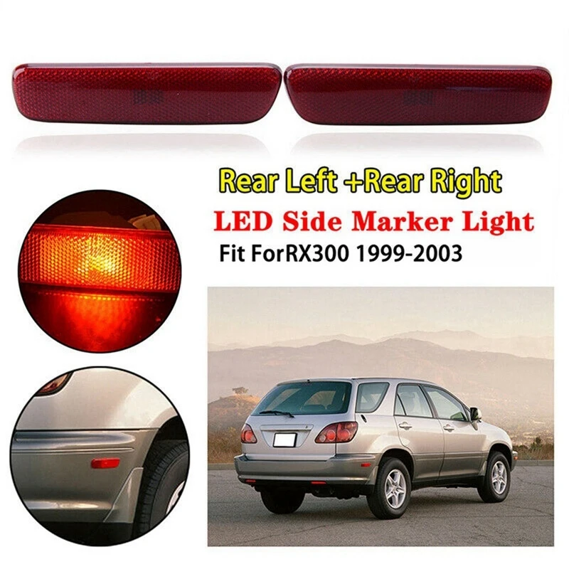 2X for LEXUS RX300 1999-2003 IS300 2001-05 Rear Bumper Reflector Red LED Side Signal Marker Light 8175048010 8176048010