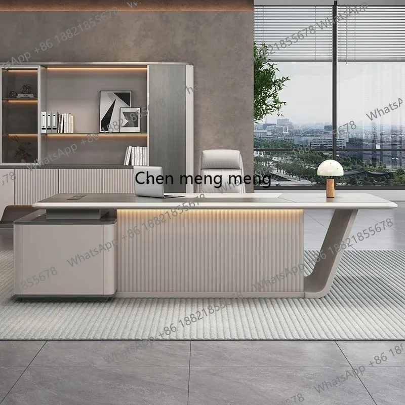 D178 European Designer Office Desk Study Luxury Shelf Drafting Office Desk Filing Computer Modern Reception Wooden Bureau Furnit