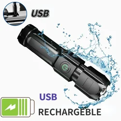 Powerful LED Flashlight Rechargeable USB 18650 Waterproof Zoom Fishing Hunting Camping 100,000 Lumens Tactical Flashlight LED FL