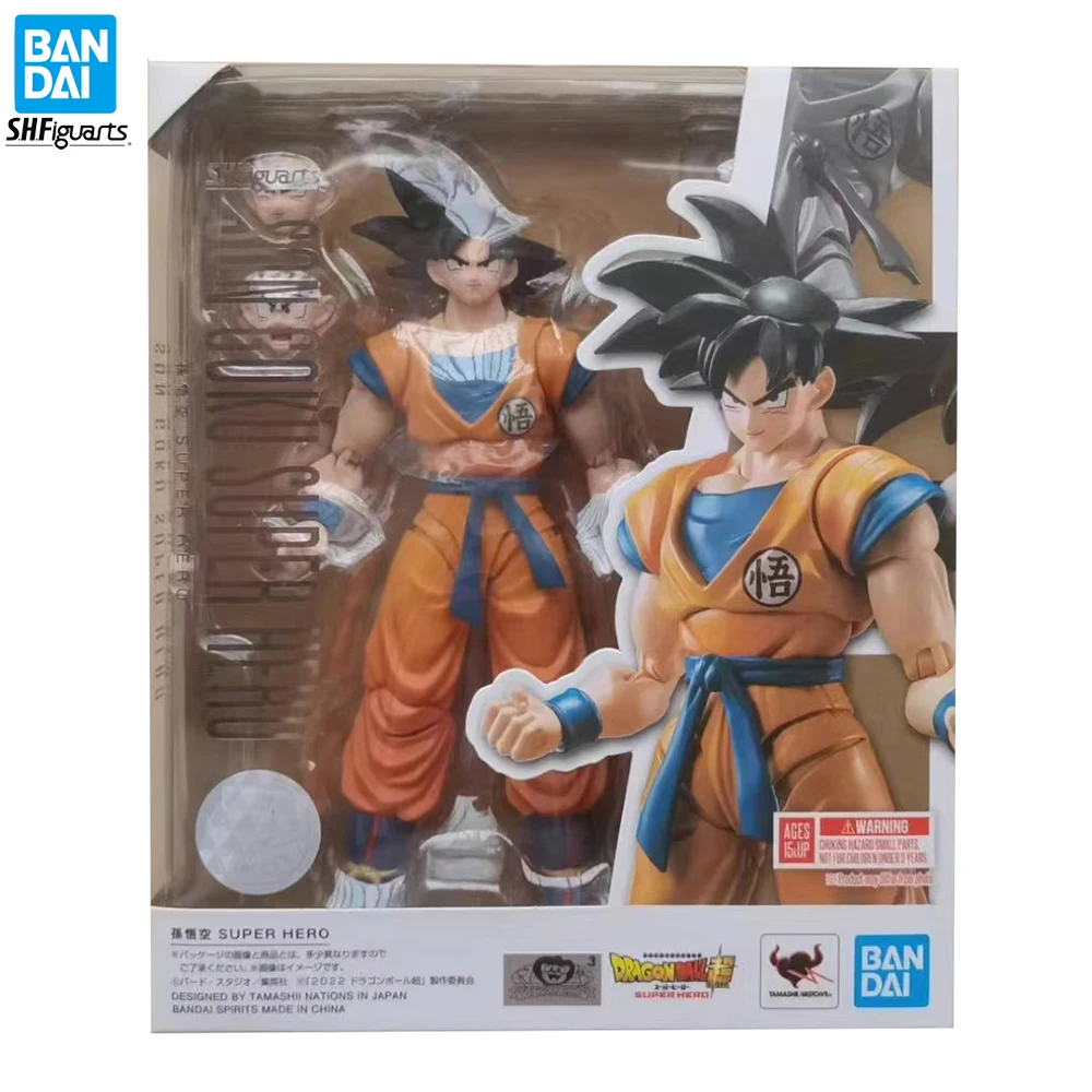 

IN STOCK Original Bandai S.H.Figuarts Son Goku (Dragon Ball Super Hero) 140mm SHF Anime Action Figure Collectible Model Toys