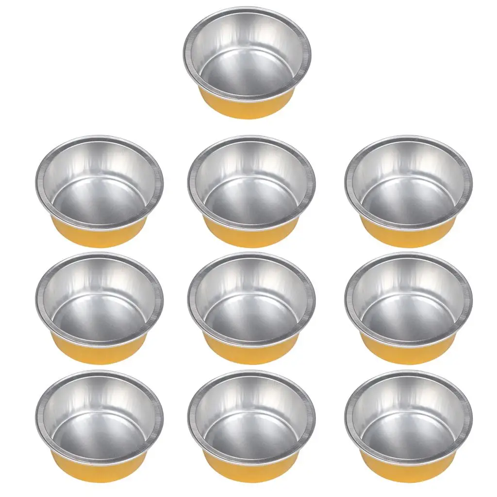 10 × وعاء صهر شمع من رقائق الألومنيوم، وعاء تسخين شمع صغير، ذهبي