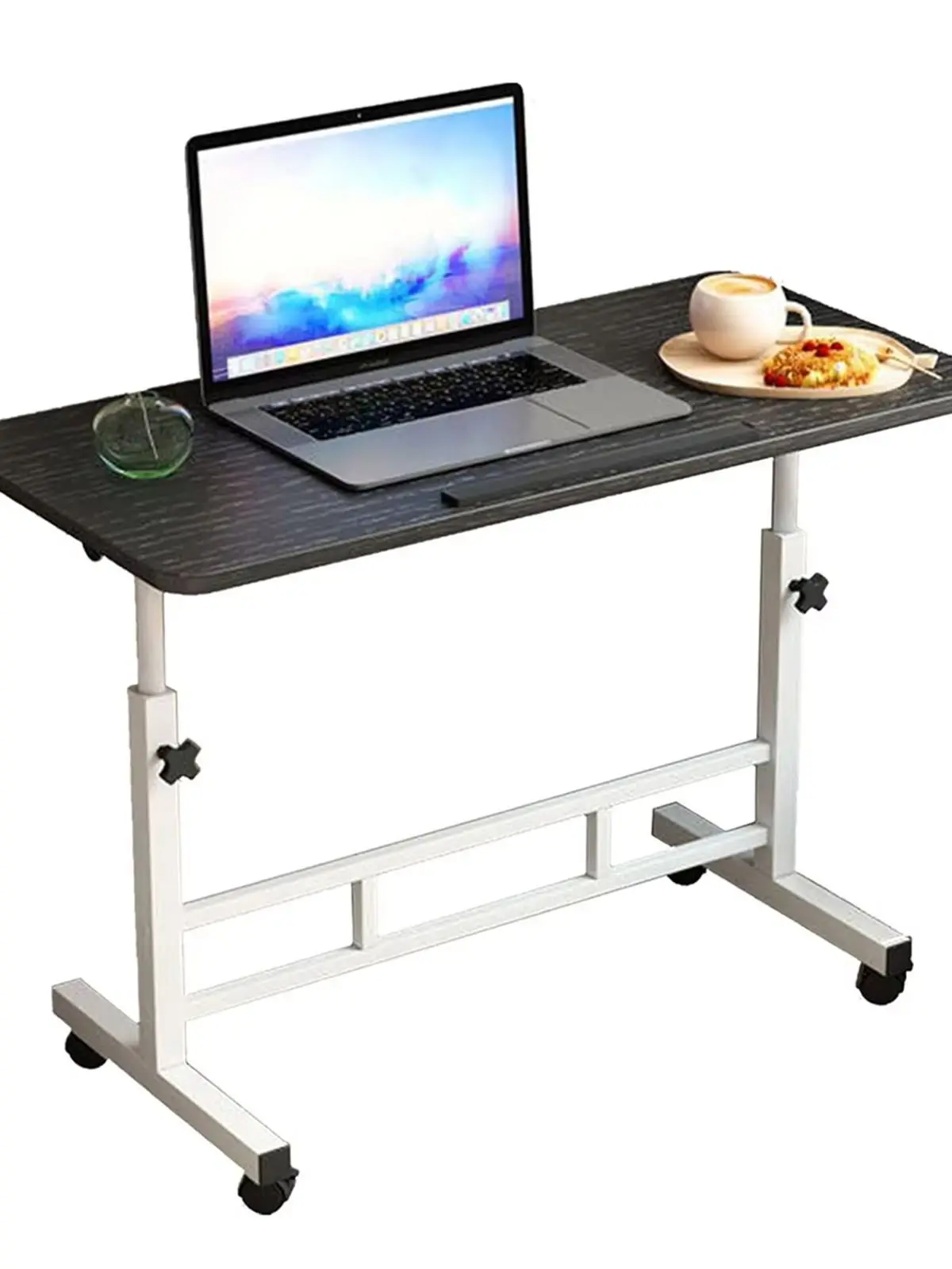 GarveeLife – mobilne biurko na kółkach do laptopa i komputera, z regulacją wysokości (65–87 cm) – składane i z możliwością regulacji kąta nachylenia (180 stopni). ° Obracany stolik – praktyczne — 2