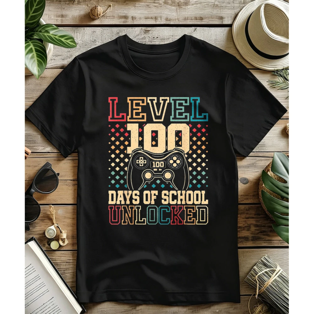 100 Days of School Video Games 100th Day of School Boys T-Shirt Y2k Top Aesthetic Clothes Summer High Quality Cotton Casual Tees