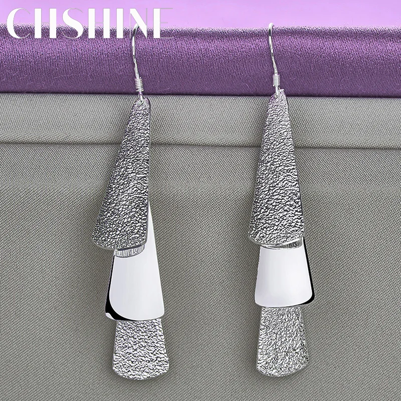 

CHSHINE 925 Sterling Silver Smooth Matte Three Fan Earrings For Women's Wedding Party Fashion Eardrop Jewelry