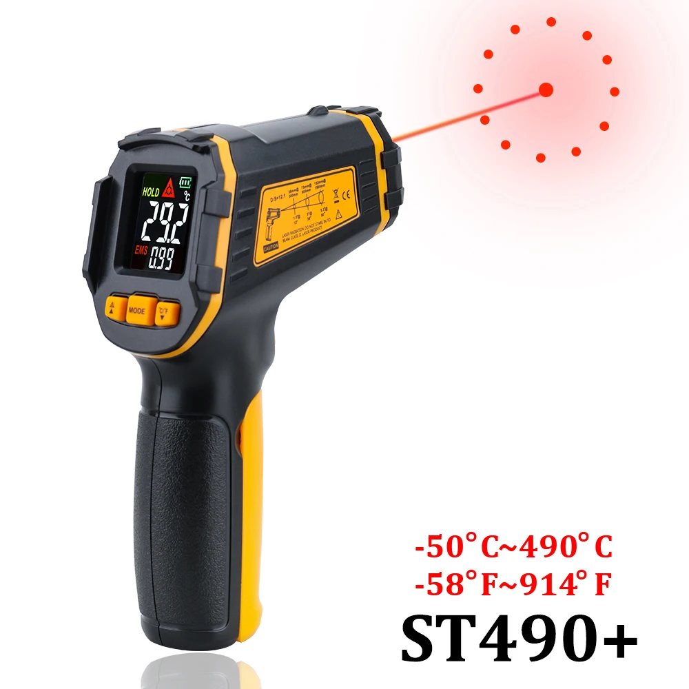 ST390+ ST490+ Temperature Meter Thermometer infrared Digital LCD Industrial Outdoor Laser Pyrometer IR Thermometer