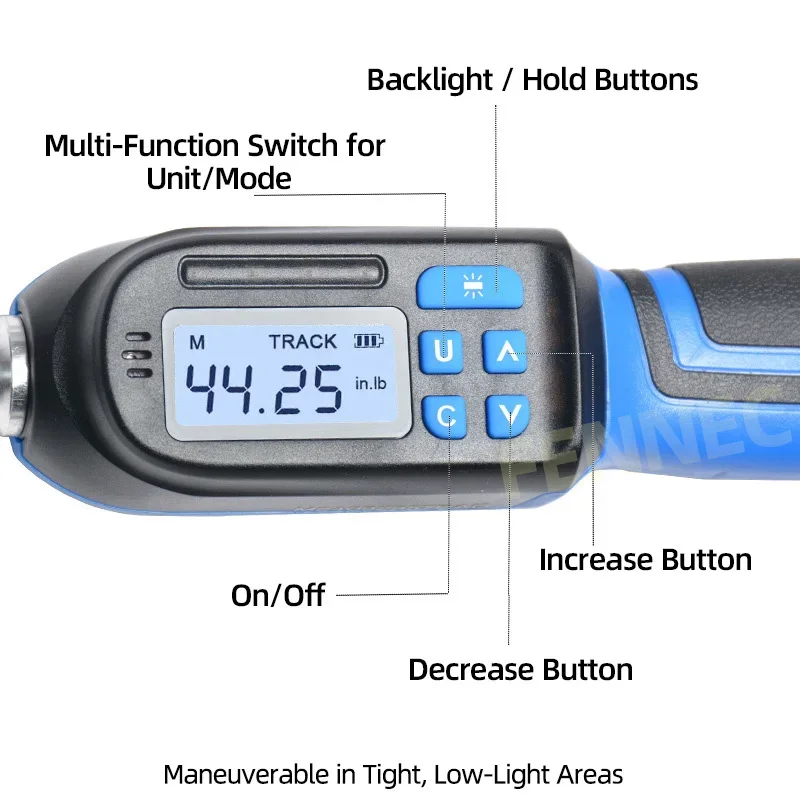 Adjustable Digital Torque Wrench spanner head, 6.8-135N.m Electronic Jaw open end torque wrench with Buzzer & LED