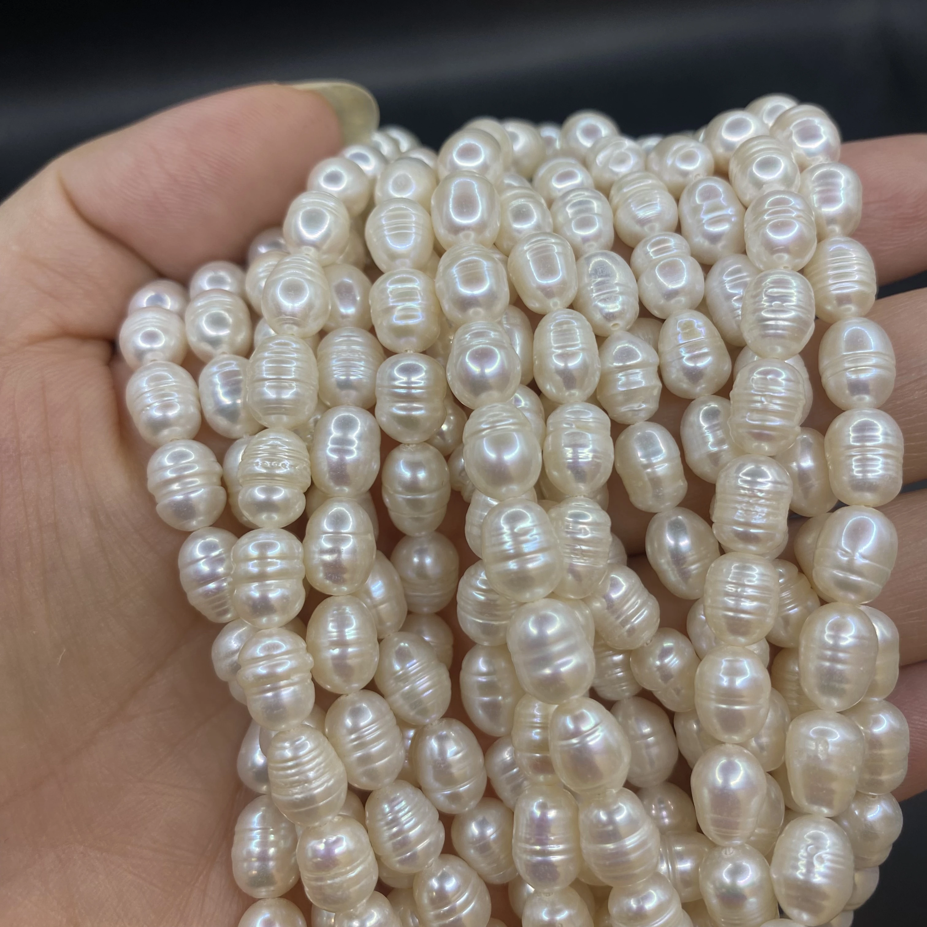 

1A Natural Fresh water Pearl White Beads Rice Shape Punch Pearls String for Jewelry Making DIY Necklace Bracelet Accessories