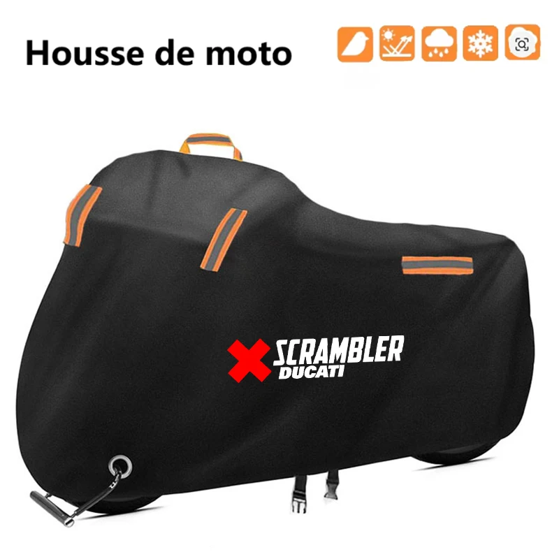 Motorcycle Cover Waterproof Outdoor Scooter UV Protector Dust Rain Cover For Ducati Scrambler 400 800 1100 2014-2019