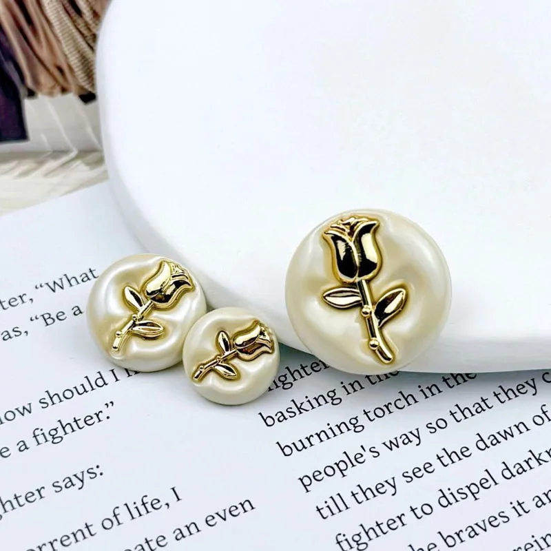 10pcs Metal Button Sewing Clothing Coat High-Grade Button DIY Craft Clothing Accessories Inlay Flower