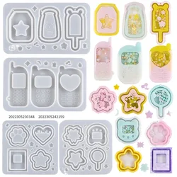 Resin Shaker Molds Set Charms Double Layers Pendant Jewelry Making Supplies Quicksand Keychain Resin Molds Kawaii Resin Art