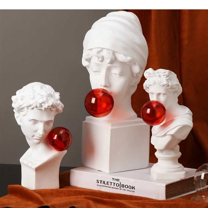 Nordic David Resin Sculpture Home Decor Modern Abstract Art Apollo Character Blowing Bubbles Model Gifts