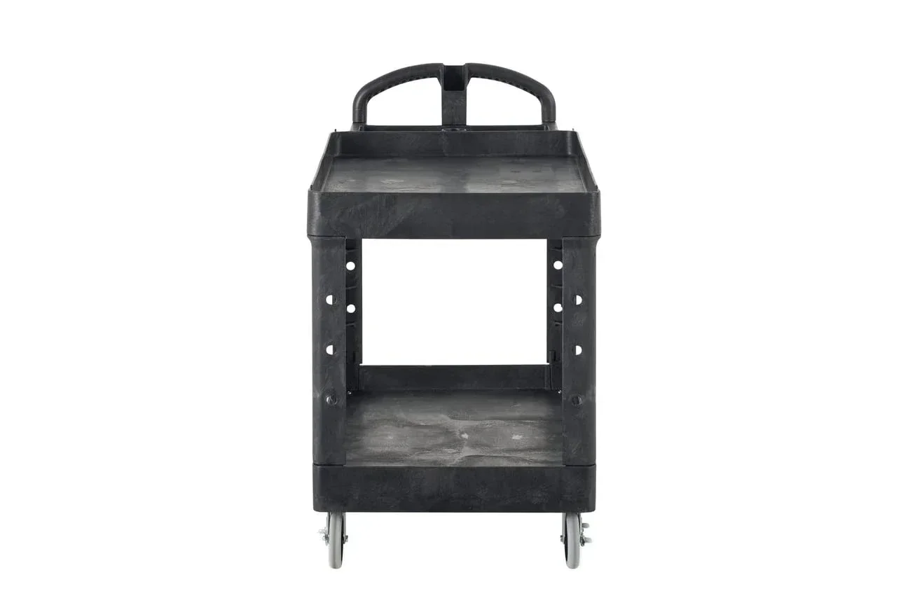 

[Hot Sale, Limited Stock!]Products 2-Shelf Utility/Service Cart, Medium, Black, Lipped Shelves, Ergonomic Handle, 500 Lbs Capaci