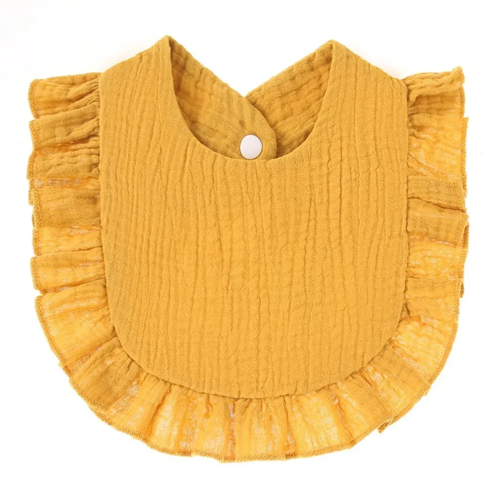 New Baby Saliva Towel with Ruffle Edge, Children's Baby Pure Cotton Gauze, Lace Bib, Saliva Bib