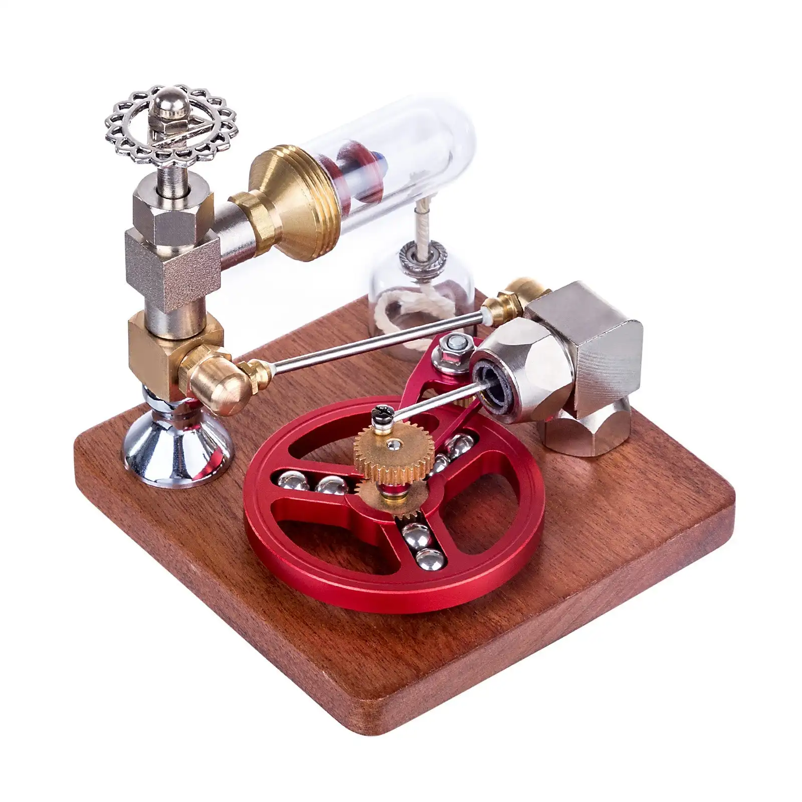 Single Cylinder Stirling Engine Model with Ball Bearing Flywheel